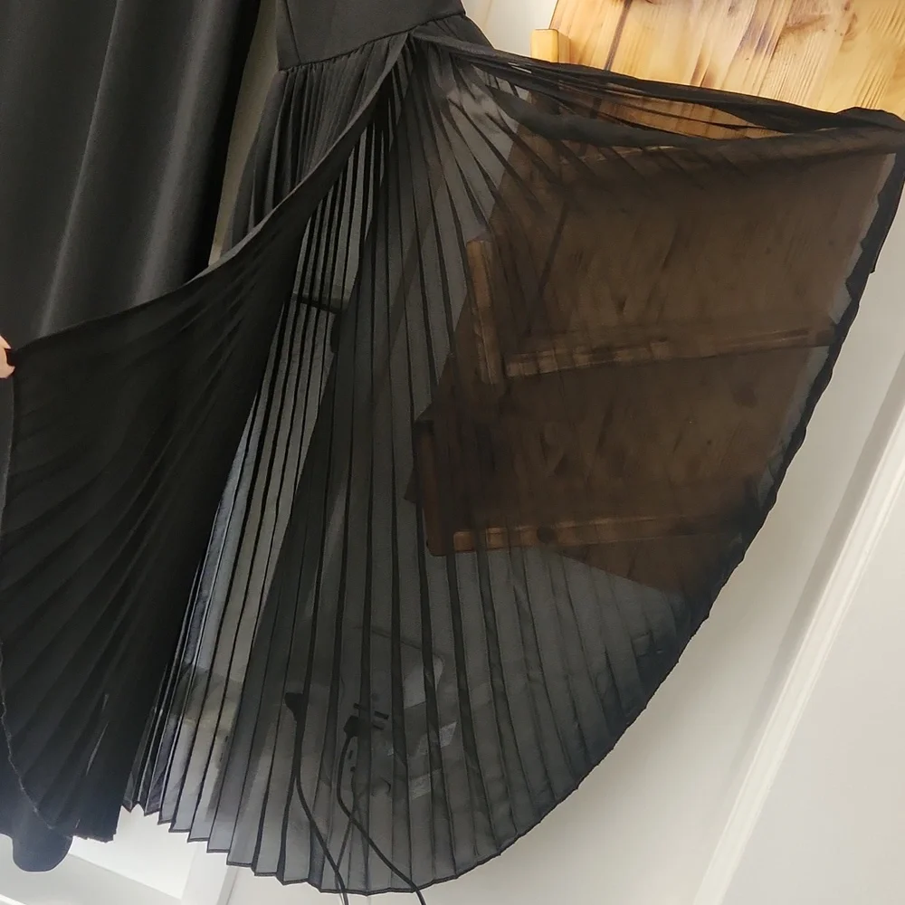 Eloquii Black Pleated Sleeve Scoop Neck Stretch Midi Dress Women's 20 - Picture 7 of 16